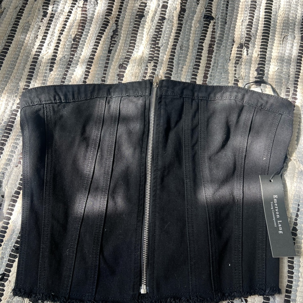 Black Zippered Corset Top